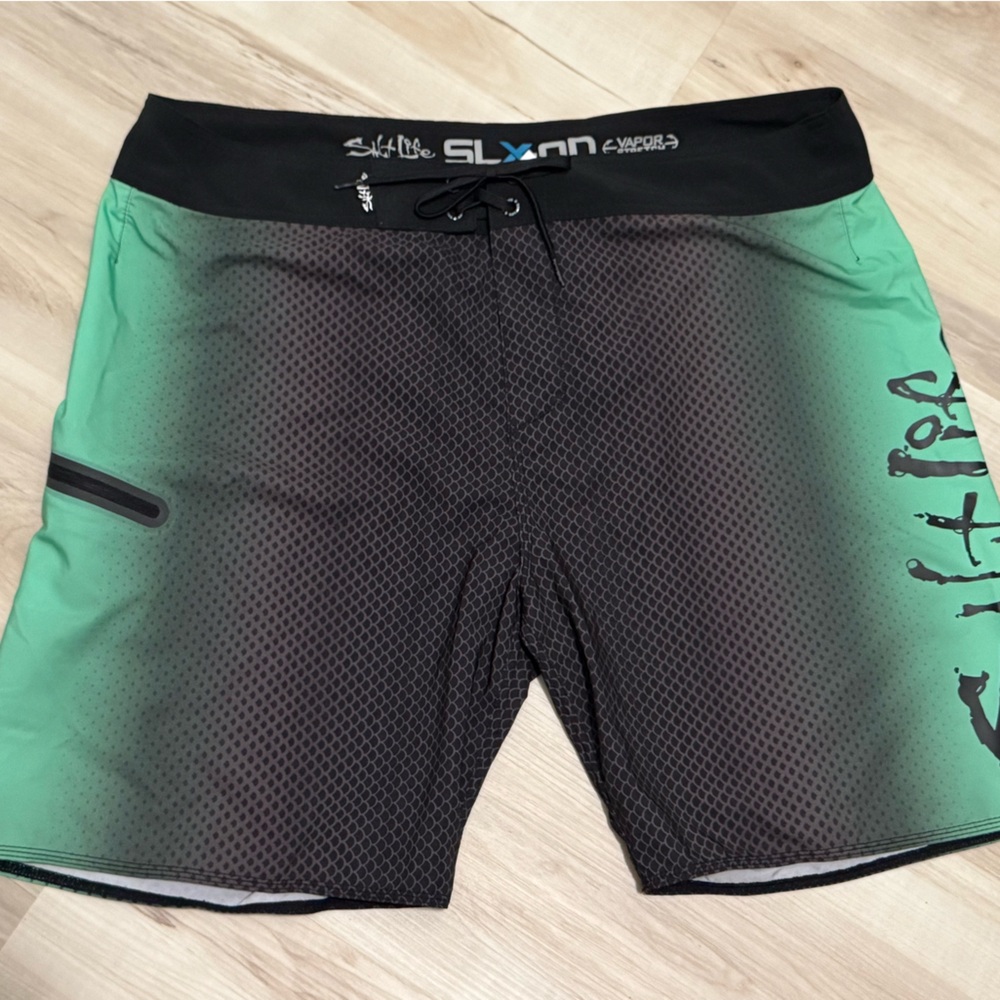 Salt Life Green and Black Men's Swim Shorts